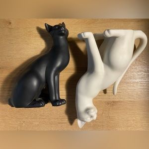 Franklin Mint Counterpoint Ying & Yang Siamese Vintage Black & White Cat  1986